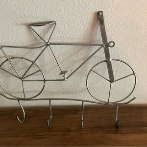 Silver Bicycle Wall Hook Decor
